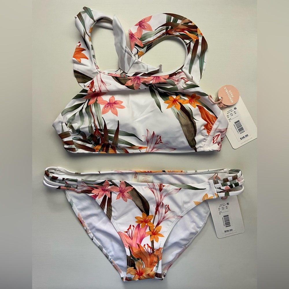 Gianni Bini White Floral Bikini Set